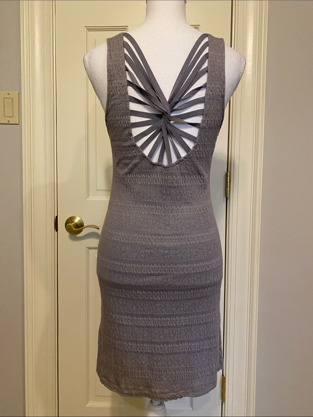 Free People Gray Backless Twist-Strap Bodycon Dress